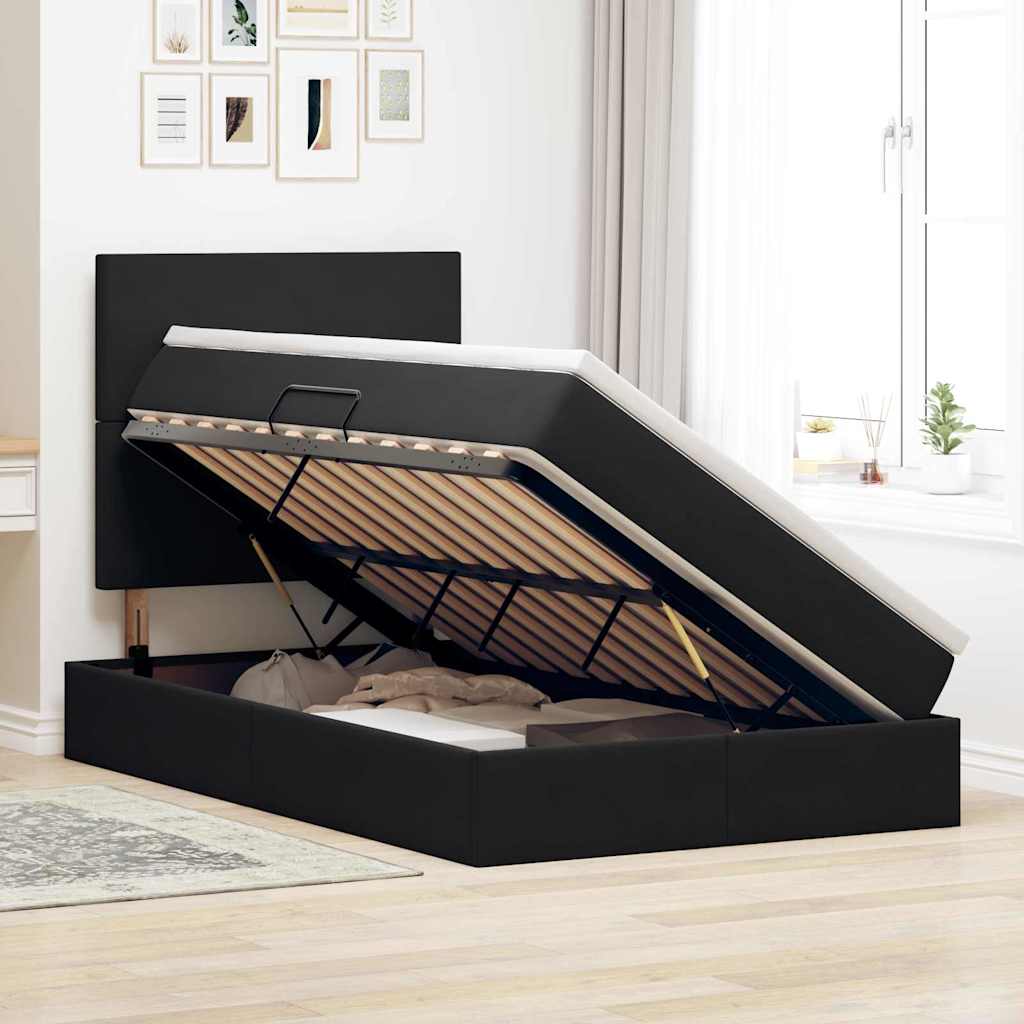 Letto con contenitore LED e materasso Nero 120 x 200 cm Velluto | homemem39
