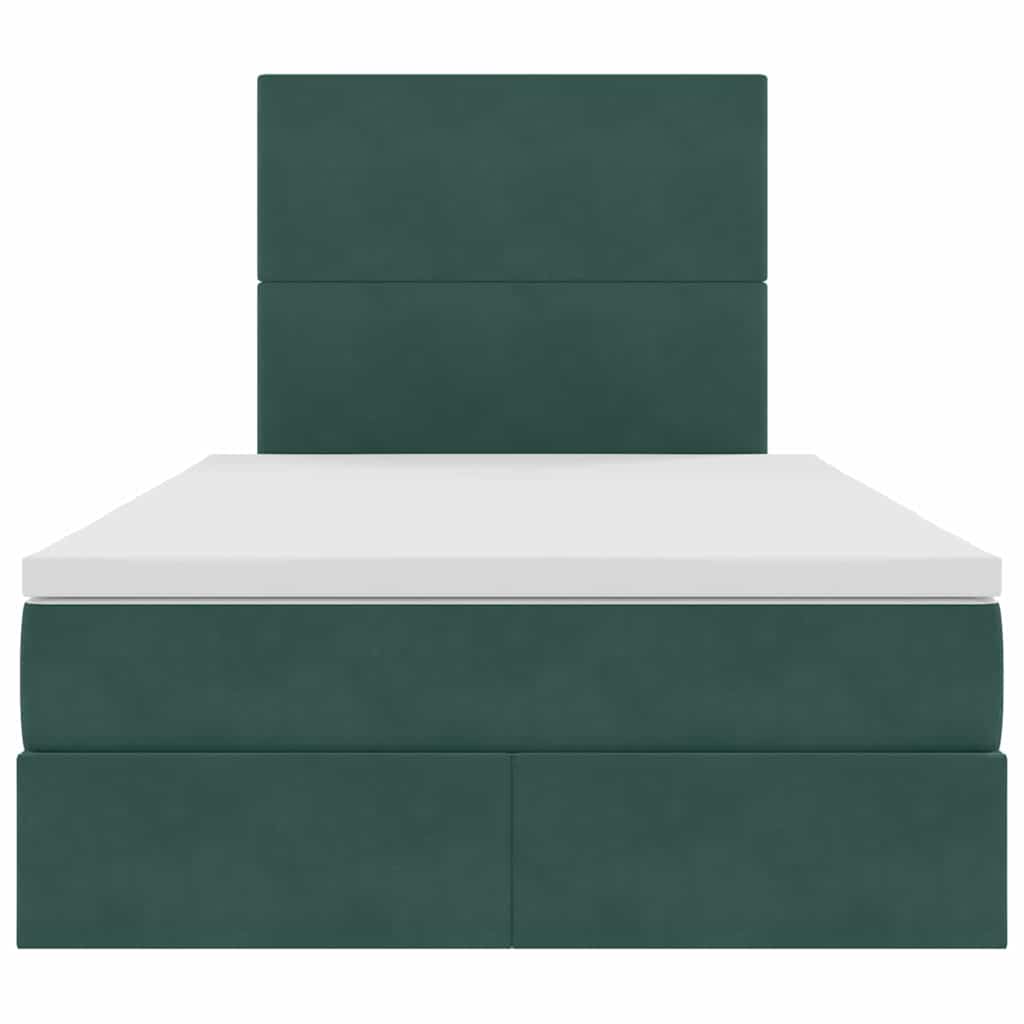Letto con luci a strisce a LED Verde Scuro 120 x 200 cm Velluto