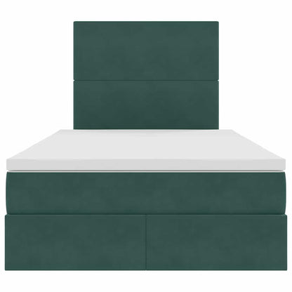 Letto con luci a strisce a LED Verde Scuro 120 x 200 cm Velluto