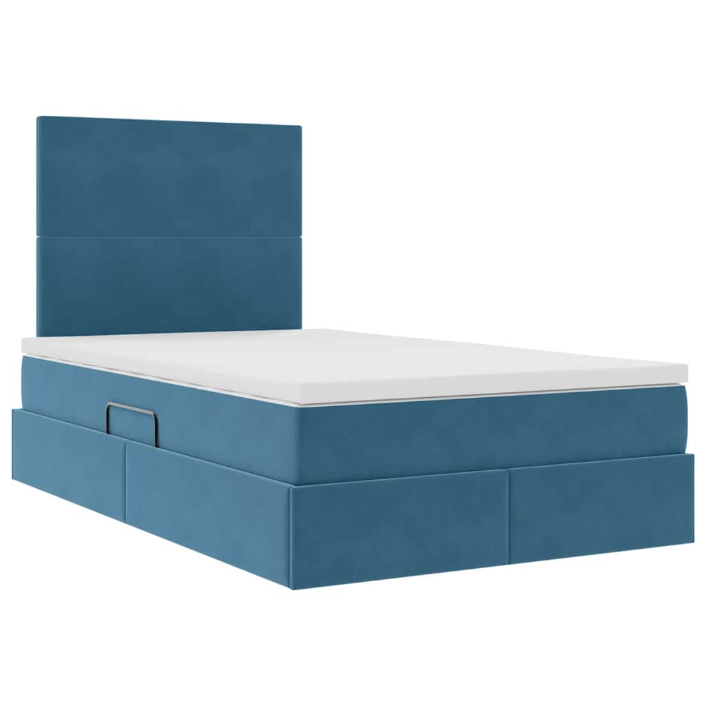 Letto con contenitore e LED Blu Scuro 120 x 200 cm Velluto