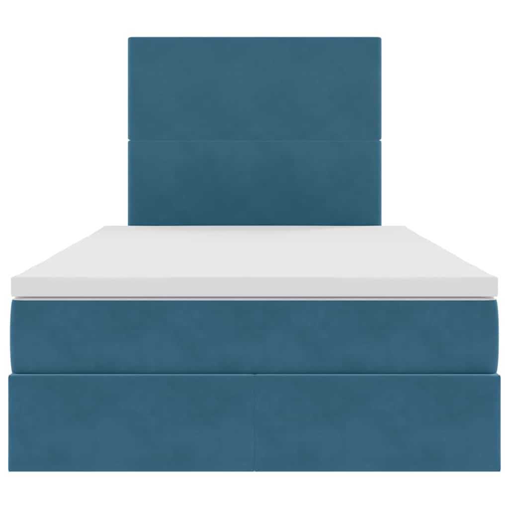 Letto con contenitore e LED Blu Scuro 120 x 200 cm Velluto