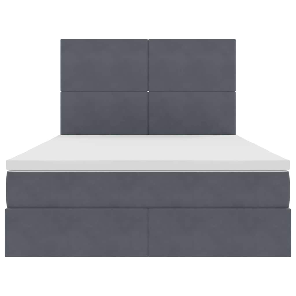 Letto con testiera Grigio scuro 140 x 190 cm Velluto