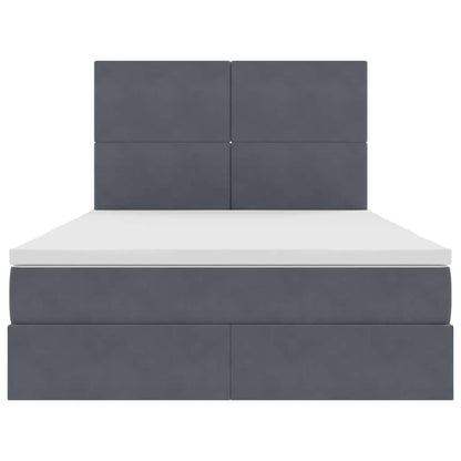 Letto con testiera Grigio scuro 140 x 190 cm Velluto