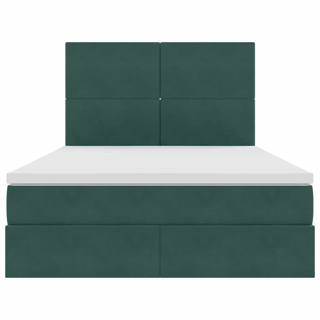 Letto con luci a strisce a LED Verde Scuro 140 x 190 cm Velluto
