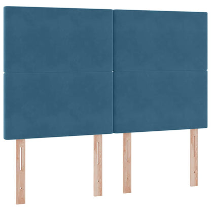 Letto con contenitore e LED Blu Scuro 140 x 190 cm Velluto