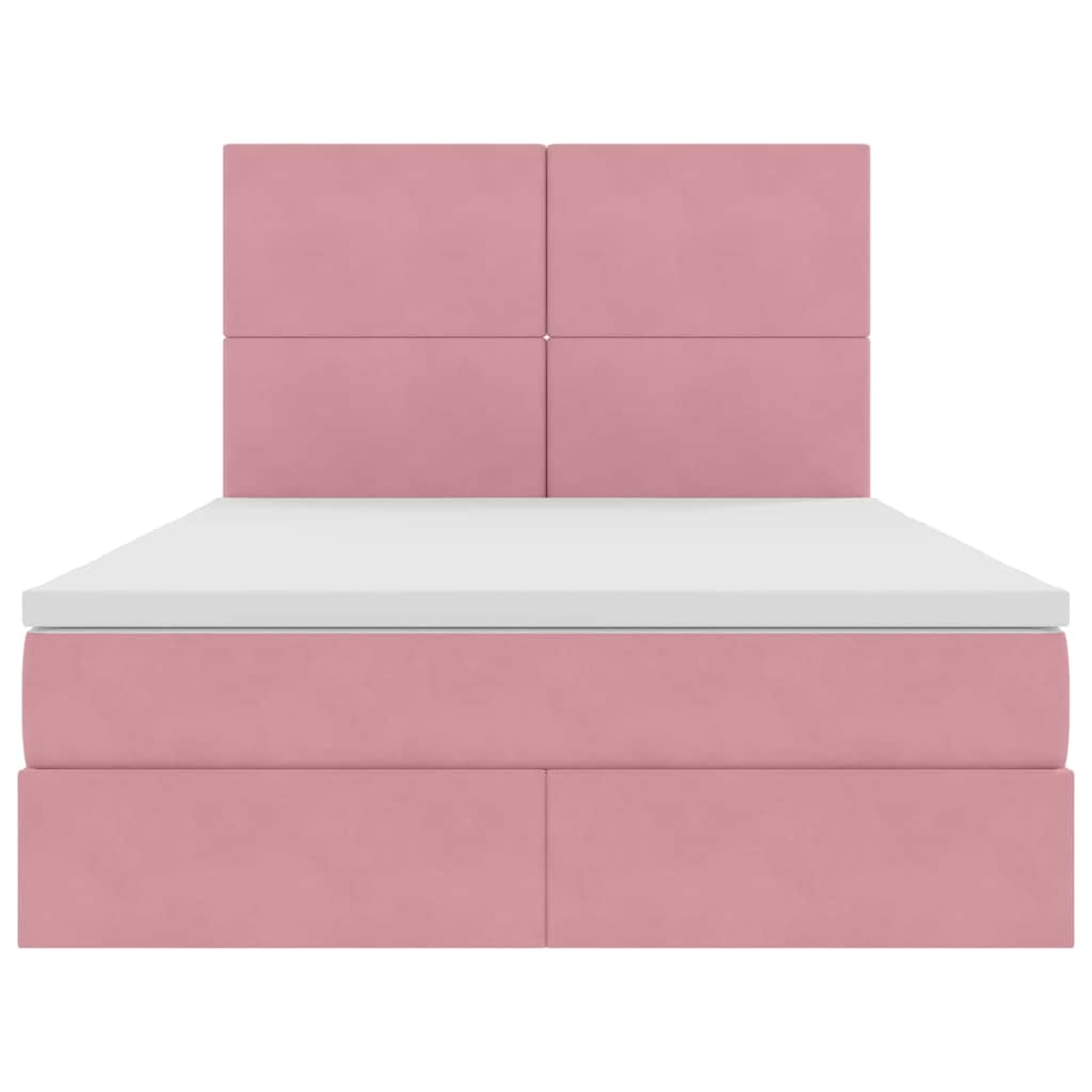 Letto con luci a strisce a LED Rosa 140 x 190 cm Velluto