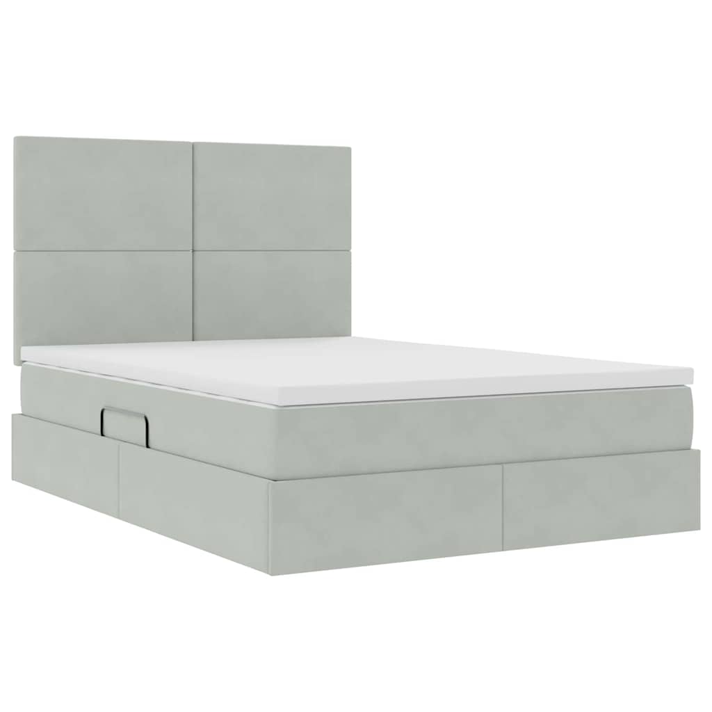 Letto con testiera Grigio chiaro 140 x 200 cm Velluto