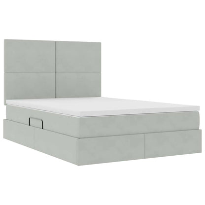 Letto con testiera Grigio chiaro 140 x 200 cm Velluto