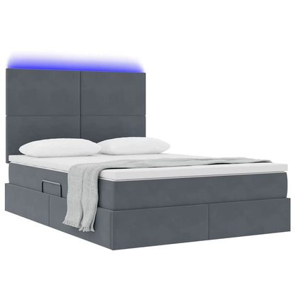 Letto con contenitore LED e materasso Grigio Scuro 140 x 200 cm | homemem39