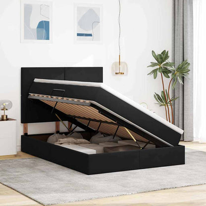 Letto con luci a strisce a LED Nero 140 x 200 cm Velluto