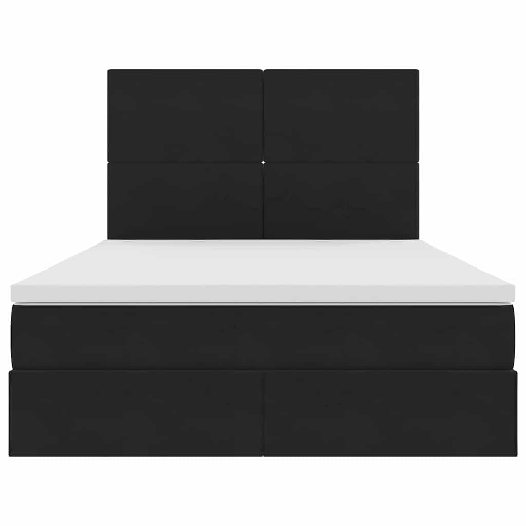 Letto con luci a strisce a LED Nero 140 x 200 cm Velluto