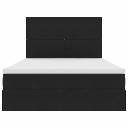 Letto con luci a strisce a LED Nero 140 x 200 cm Velluto