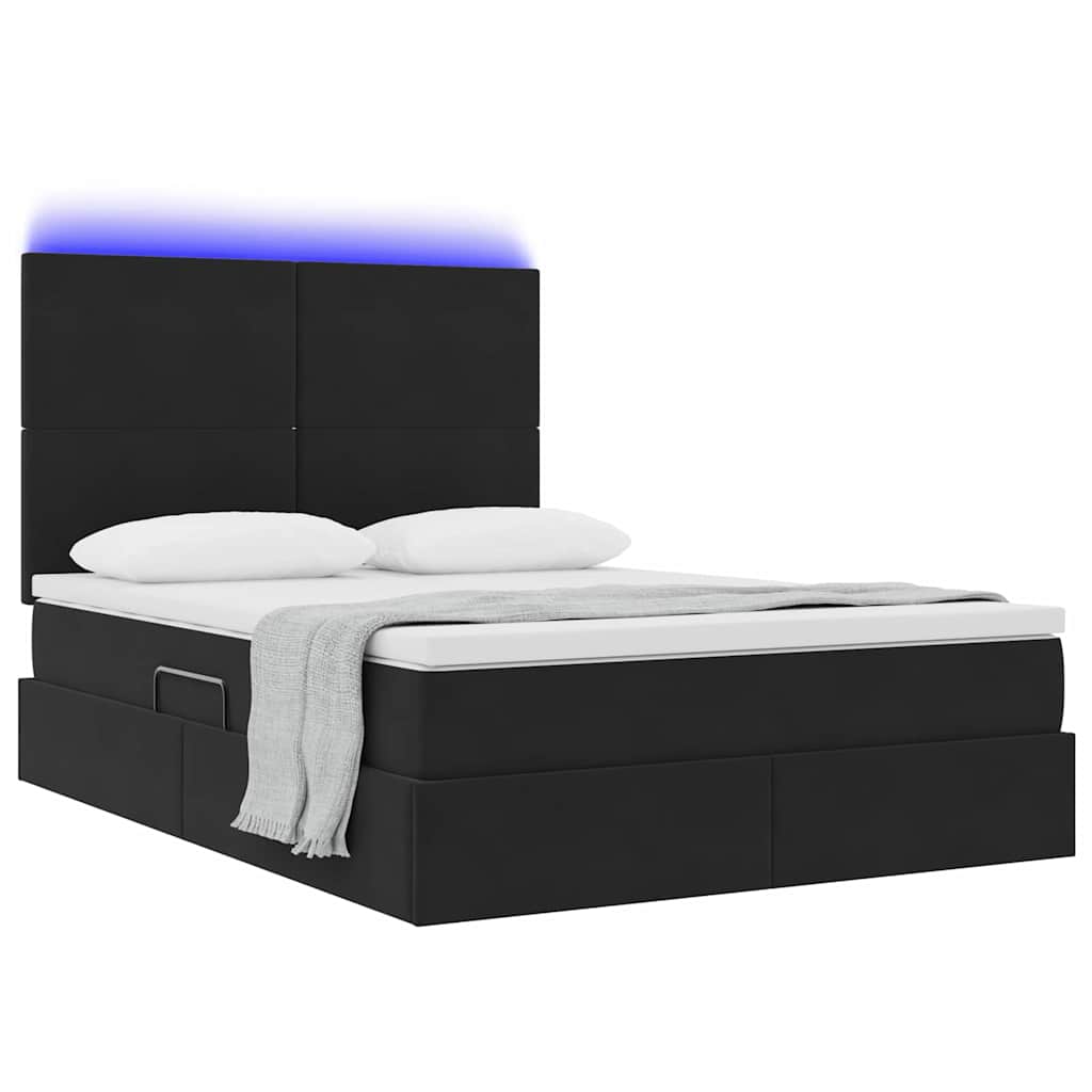Letto con contenitore LED e materasso Nero 140 x 200 cm Velluto | homemem39