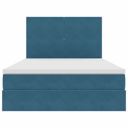 Letto con contenitore e LED Blu Scuro 140 x 200 cm Velluto