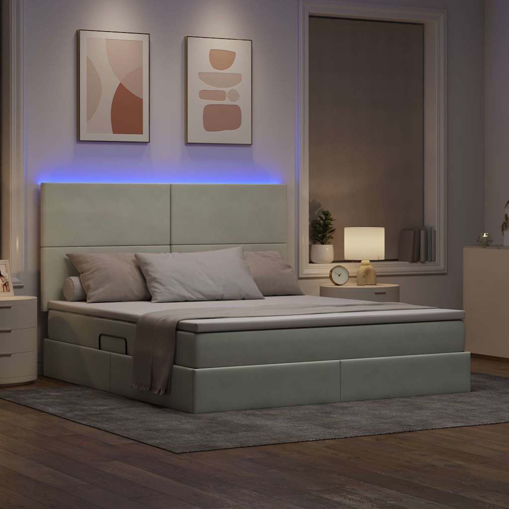 Letto con testiera Grigio chiaro 180 x 200 cm Velluto