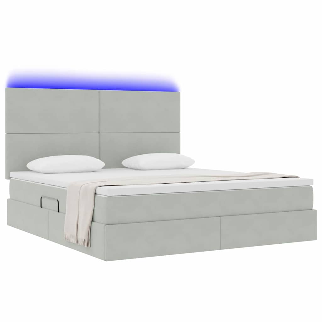 Letto con contenitore LED e materasso Grigio Chiaro | homemem39