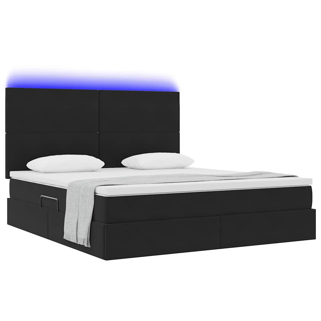 Letto con luci a strisce a LED Nero 180 x 200 cm Velluto