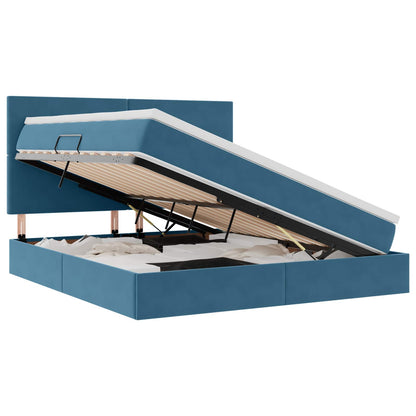 Letto con luci a strisce a LED Blu Scuro 180 x 200 cm Velluto