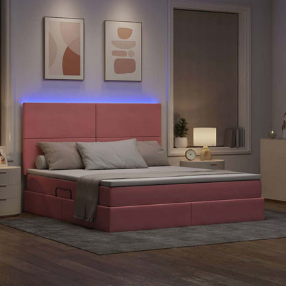 Letto con contenitore LED e materasso Rosa 180 x 200 cm Velluto | homemem39
