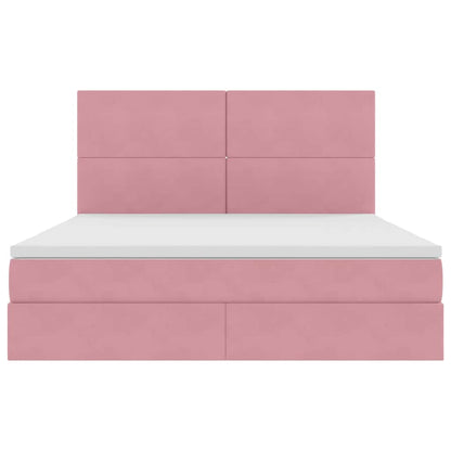 Letto con contenitore LED e materasso Rosa 180 x 200 cm Velluto | homemem39