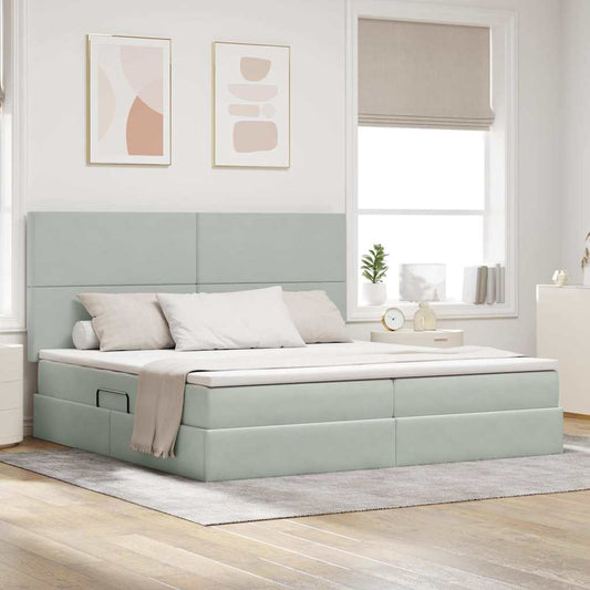 Letto con contenitore LED e materasso Grigio Chiaro | homemem39