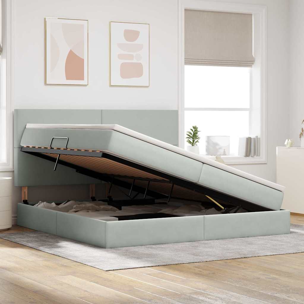 Letto con contenitore LED e materasso Grigio Chiaro | homemem39