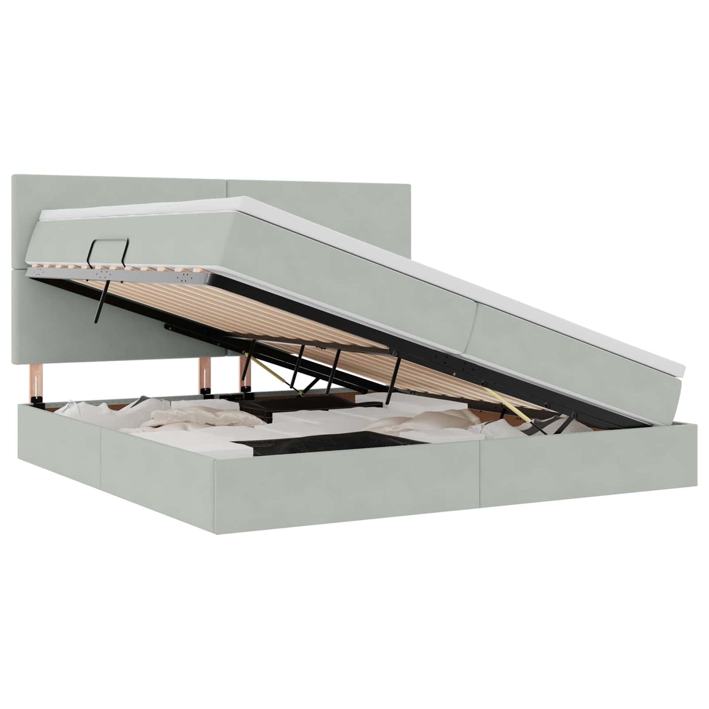 Letto con contenitore LED e materasso Grigio Chiaro | homemem39