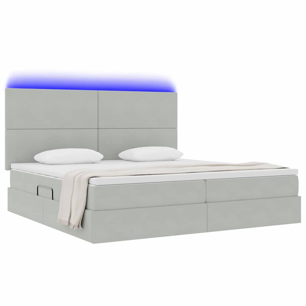 Letto con contenitore LED e materasso Grigio Chiaro | homemem39