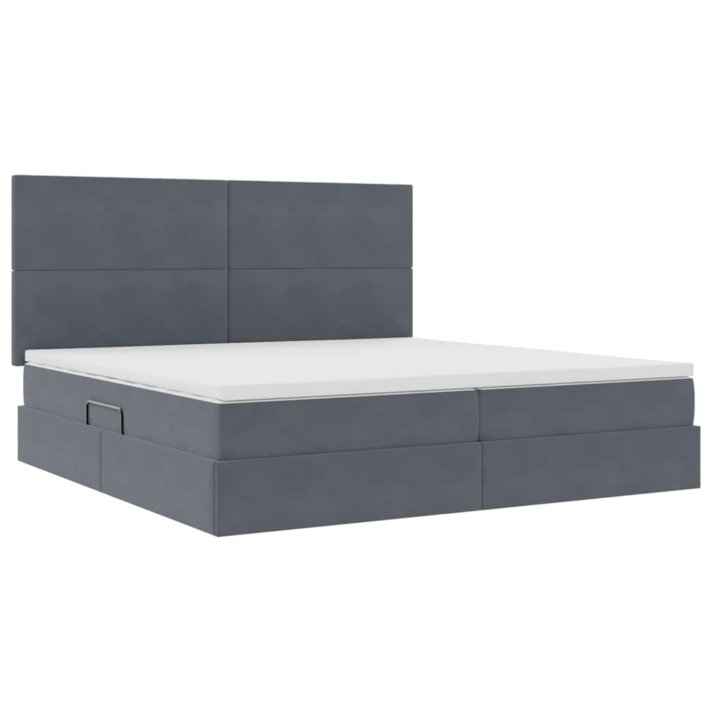 Letto con testiera Grigio scuro 200 x 200 cm Velluto
