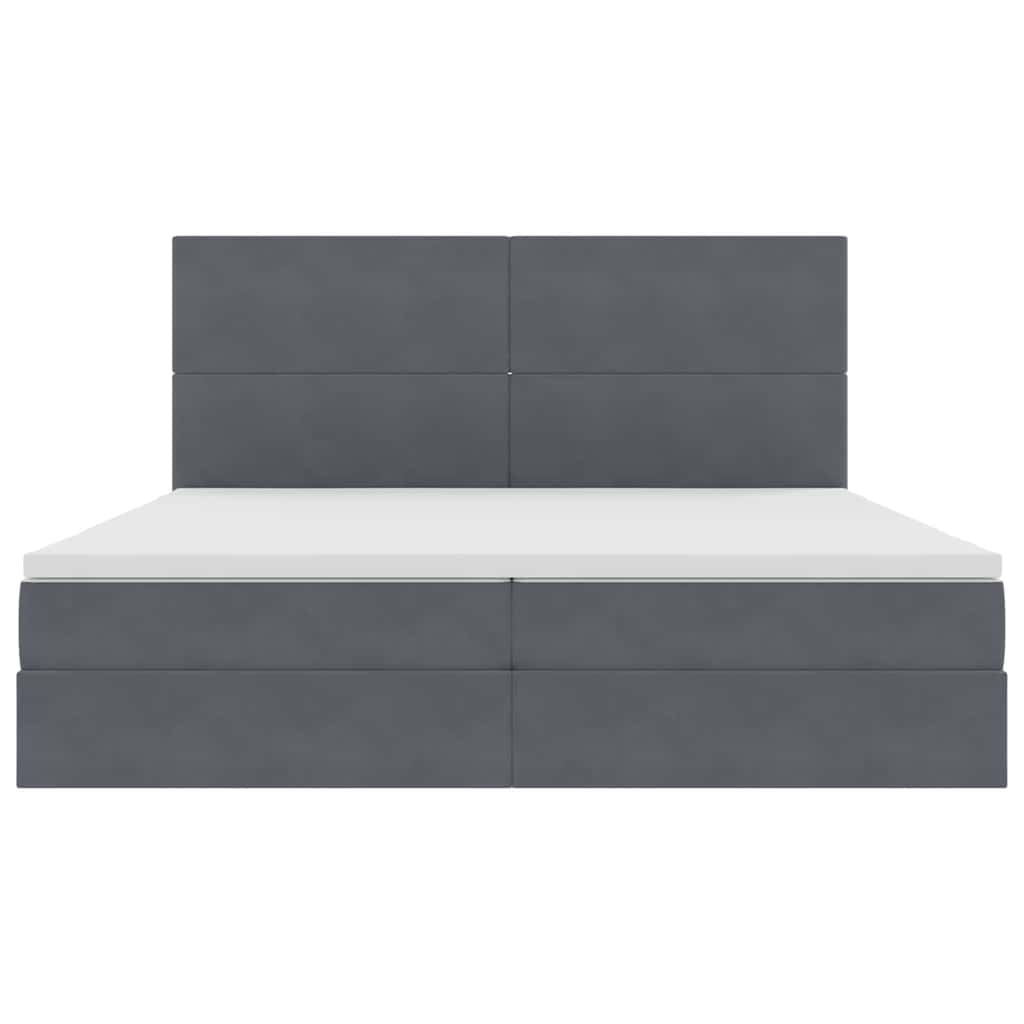 Letto con testiera Grigio scuro 200 x 200 cm Velluto