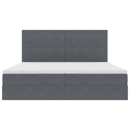Letto con testiera Grigio scuro 200 x 200 cm Velluto