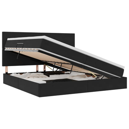 Letto con luci a strisce a LED Nero 200 x 200 cm Velluto