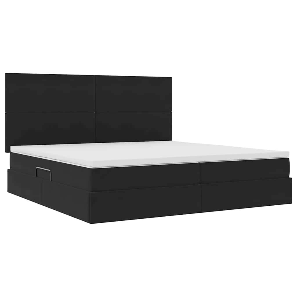 Letto con contenitore LED e materasso Nero 200 x 200 cm Velluto | homemem39