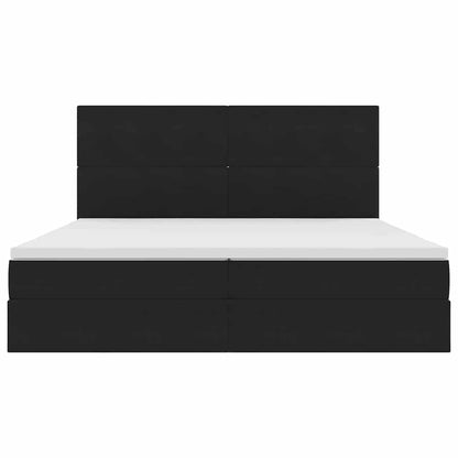 Letto con luci a strisce a LED Nero 200 x 200 cm Velluto