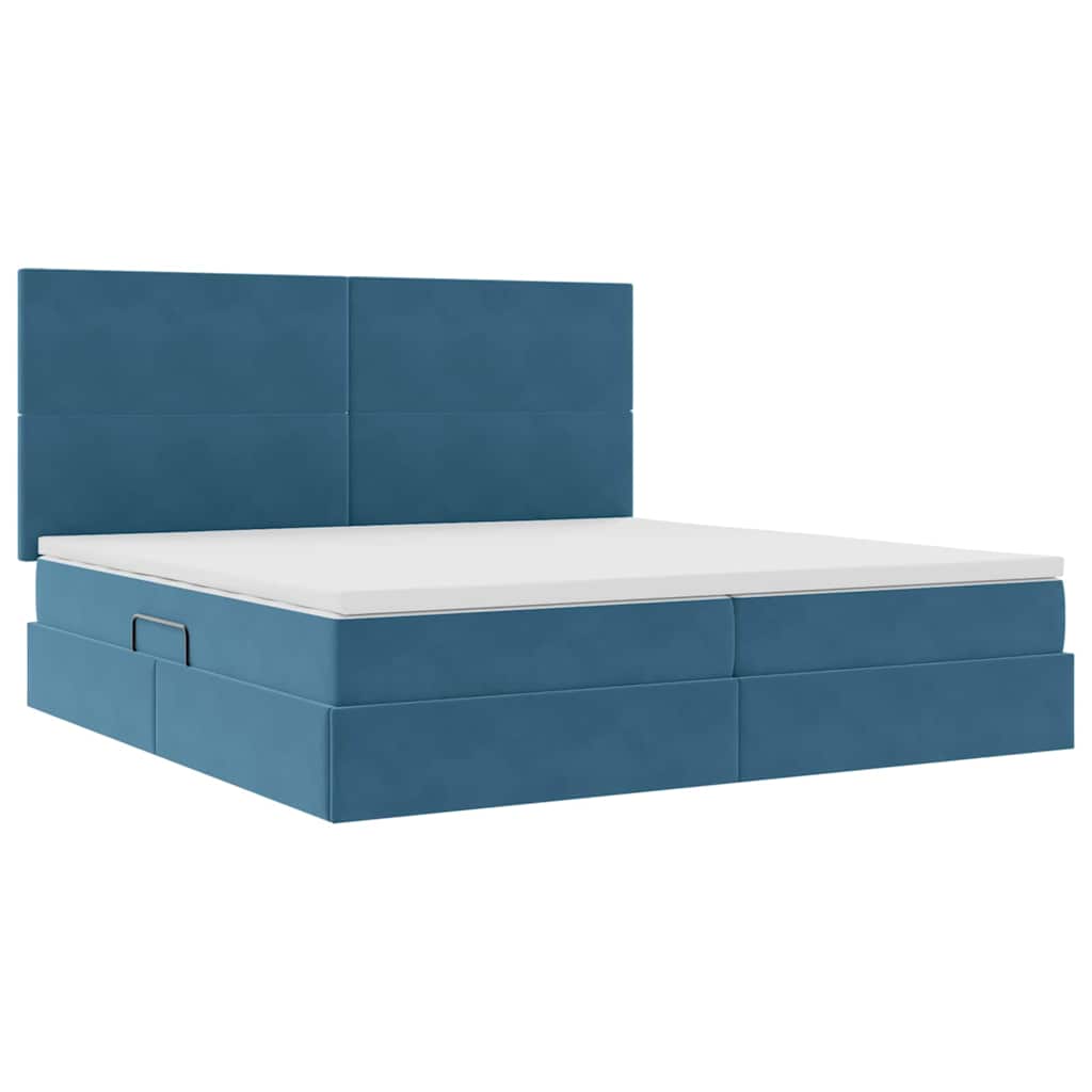 Letto con contenitore LED e materasso Blu Scuro 200 x 200 cm | homemem39