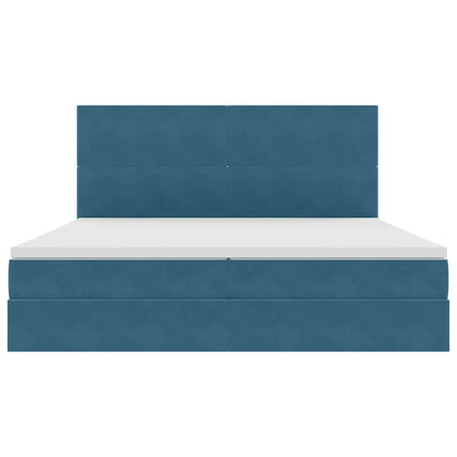 Letto con contenitore LED e materasso Blu Scuro 200 x 200 cm | homemem39