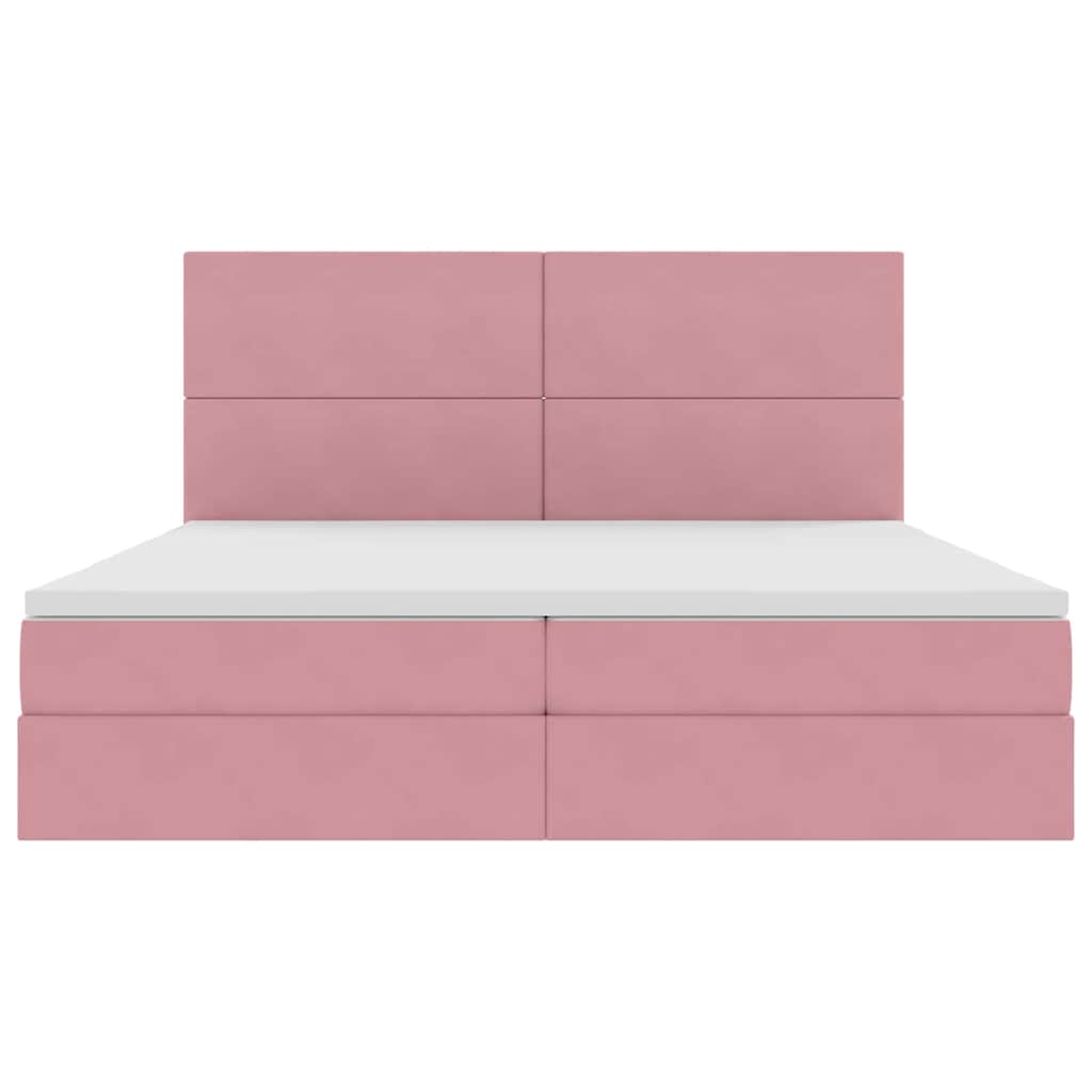 Letto con contenitore LED e materasso Rosa 200 x 200 cm Velluto | homemem39