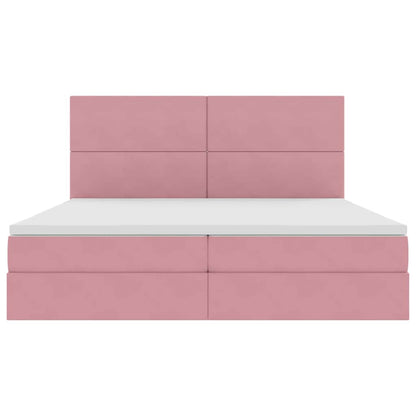 Letto con contenitore LED e materasso Rosa 200 x 200 cm Velluto | homemem39