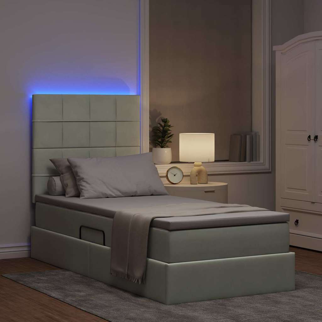 Letto con contenitore LED e materasso Grigio Chiaro 90 x 190 cm | homemem39