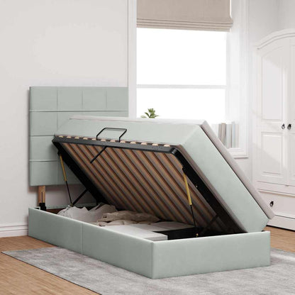 Letto con contenitore LED e materasso Grigio Chiaro 90 x 190 cm | homemem39