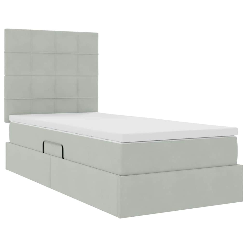 Letto con contenitore LED e materasso Grigio Chiaro 90 x 190 cm | homemem39