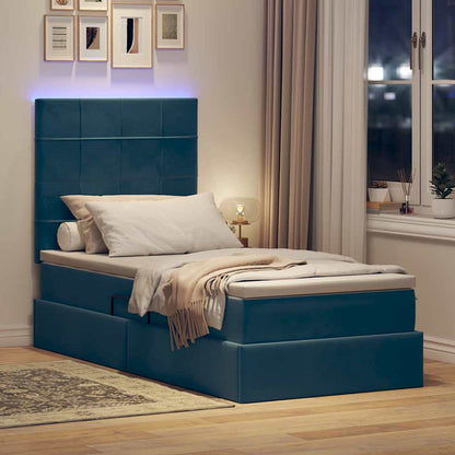 Letto con contenitore LED e materasso Blu Scuro 90 x 190 cm | homemem39