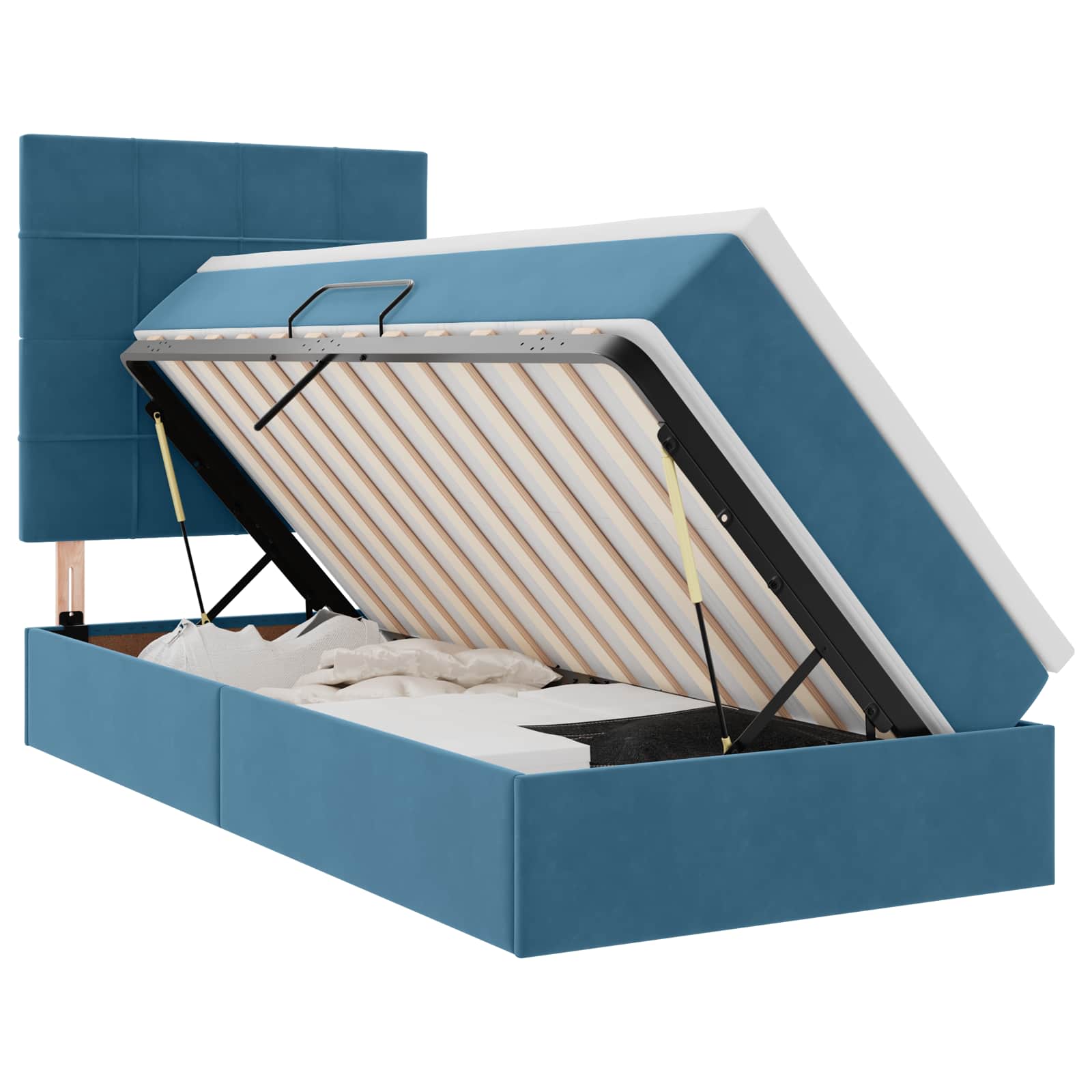 Letto con contenitore LED e materasso Blu Scuro 90 x 190 cm | homemem39