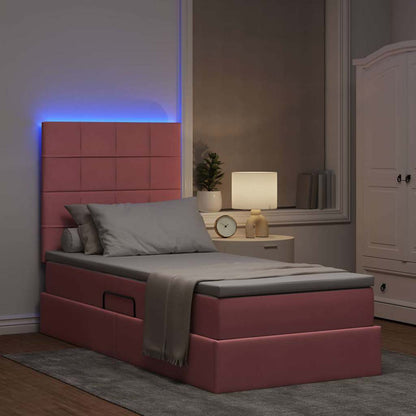 Letto con contenitore LED e materasso Rosa 90 x 190 cm Velluto | homemem39