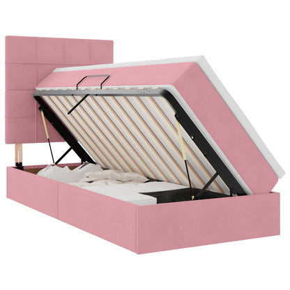 Letto con contenitore LED e materasso Rosa 90 x 190 cm Velluto | homemem39