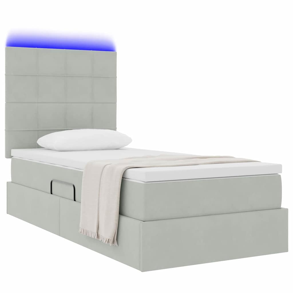 Letto con contenitore LED e materasso Grigio Chiaro 90 x 200 cm | homemem39