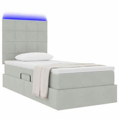 Letto con contenitore LED e materasso Grigio Chiaro 90 x 200 cm | homemem39