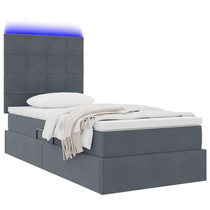 Letto con contenitore LED e materasso Grigio Scuro 90 x 200 cm | homemem39