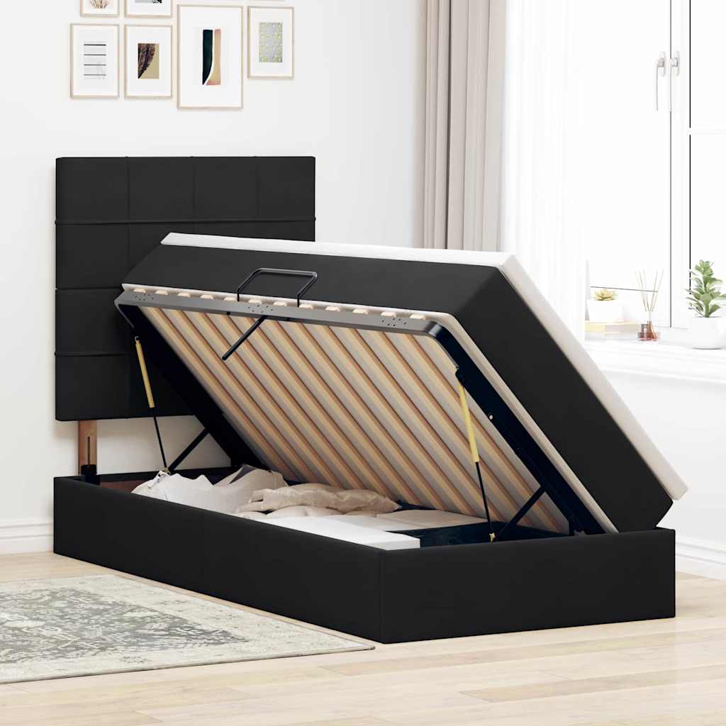Letto con contenitore LED e materasso Nero 90 x 200 cm Velluto | homemem39