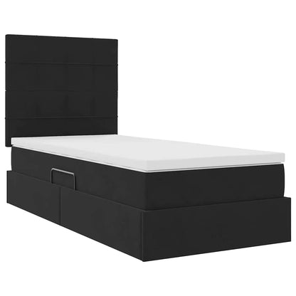 Letto con contenitore LED e materasso Nero 90 x 200 cm Velluto | homemem39